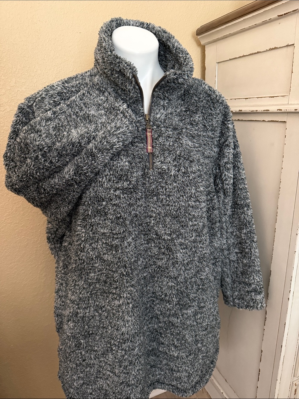 Men's Plush Half-Zip Pullover Sweater - Gray